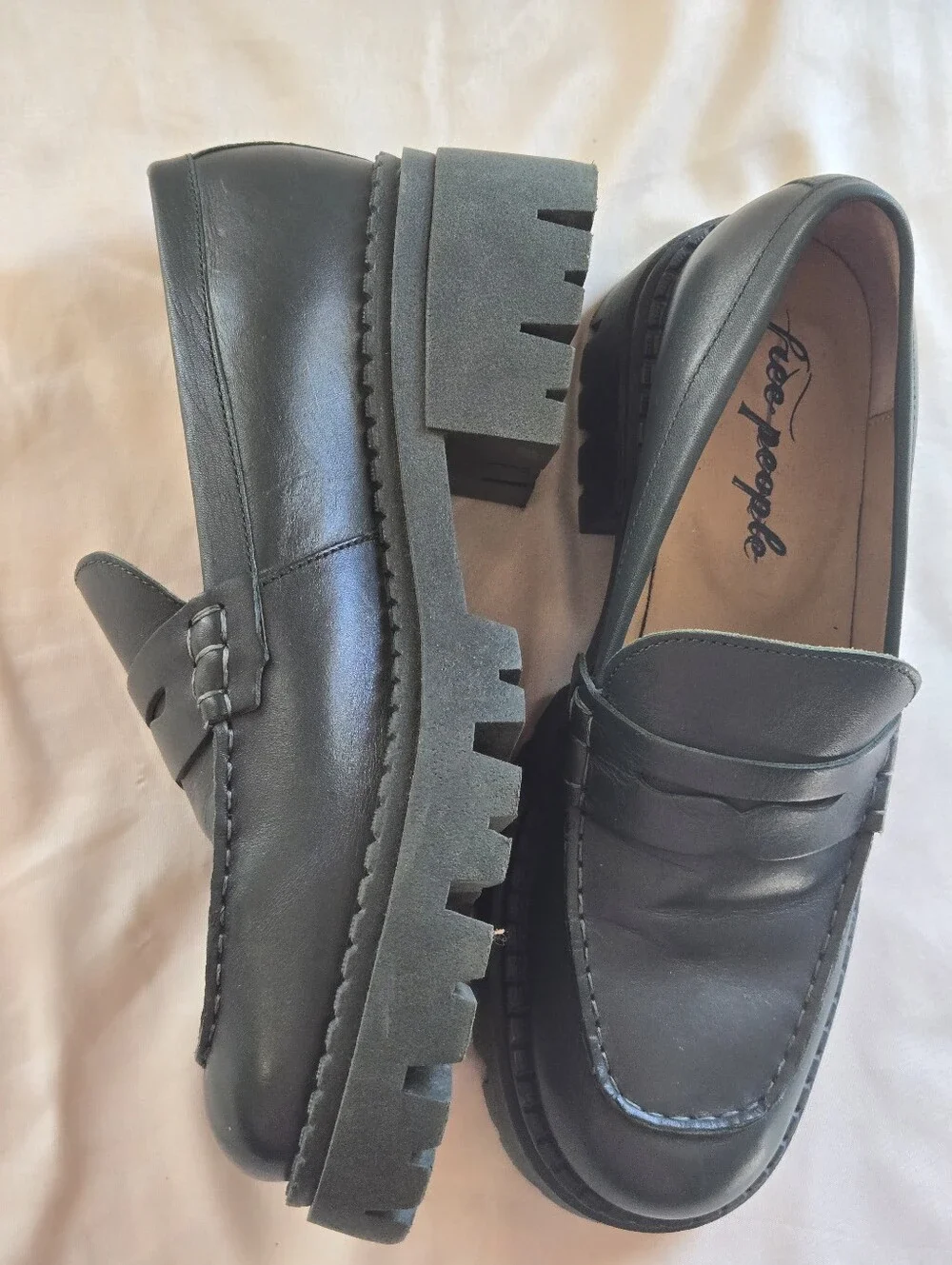 Free People Lyra Lug Sole Women's Size 38.5 US 8 Green Deep Jade Platform Loafer